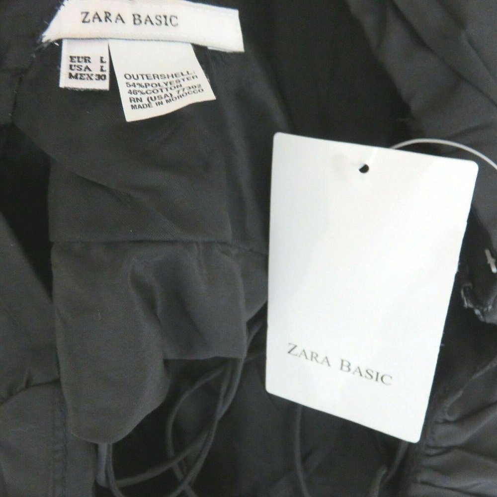 Zara Basic Womens Black Slip Dress L Empire Criss Cross Straps Knee Length - Picture 12 of 12